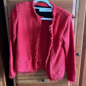 IRO Shavani Frayed Cotton-blend Bouclé Jacket In Red, Euro size 36 (US small)